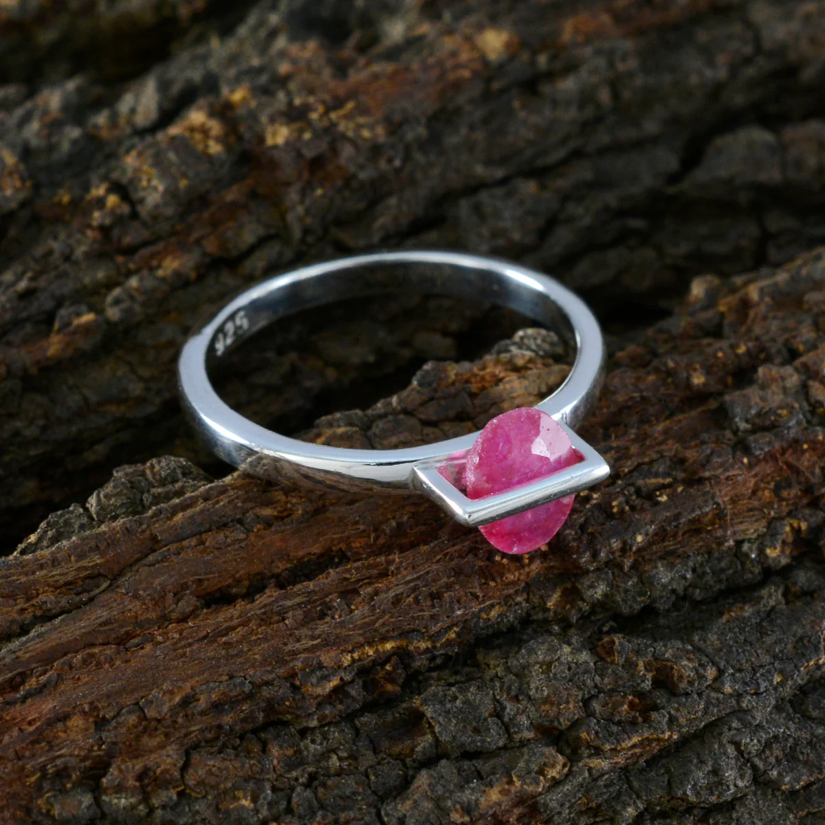 Indian Ruby Solitaire Korean 925 Sterling Silver Red Gemstones Delicate Graceful Ring Jewelry - Image 3