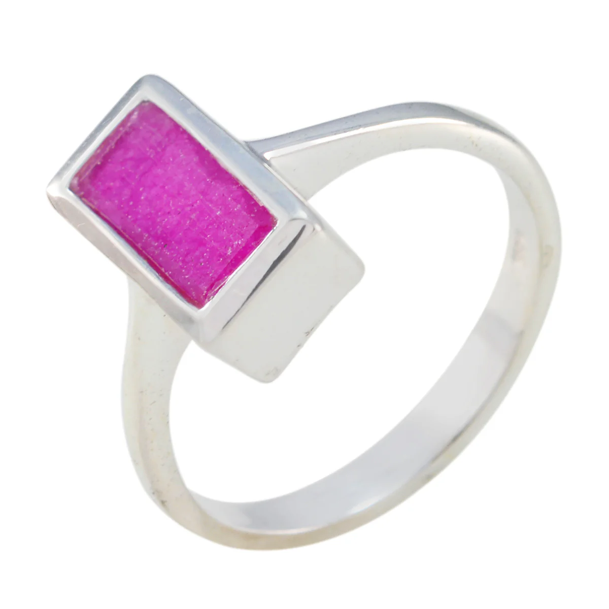 Indian Ruby Solitaire Moroccan Silver Red Gemstone Slim Modern Ring Jewellery - Image 2