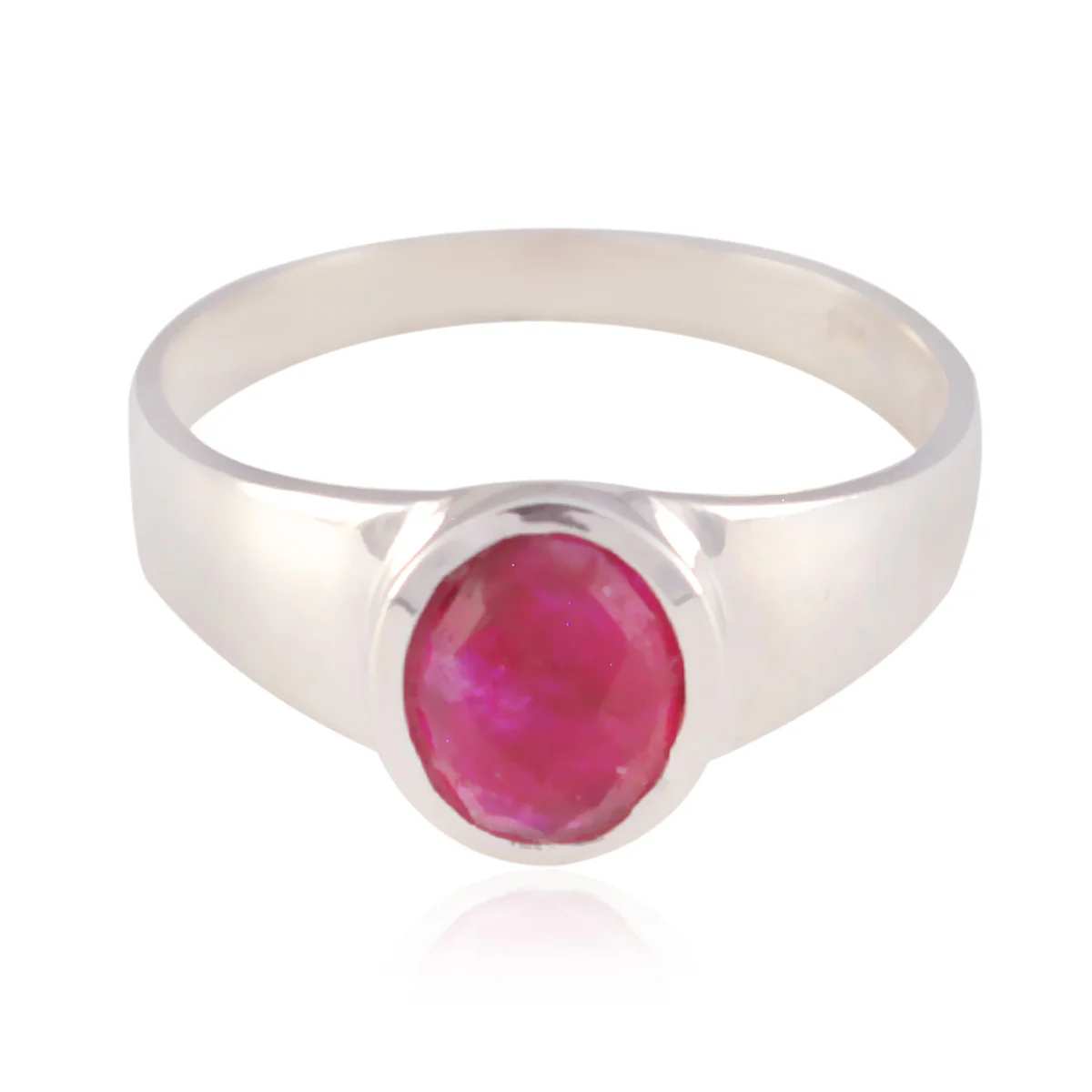 Indian Ruby Solitaire Russian Silver Red Gemstone Slim Traditional Ring Jewelry - Image 2