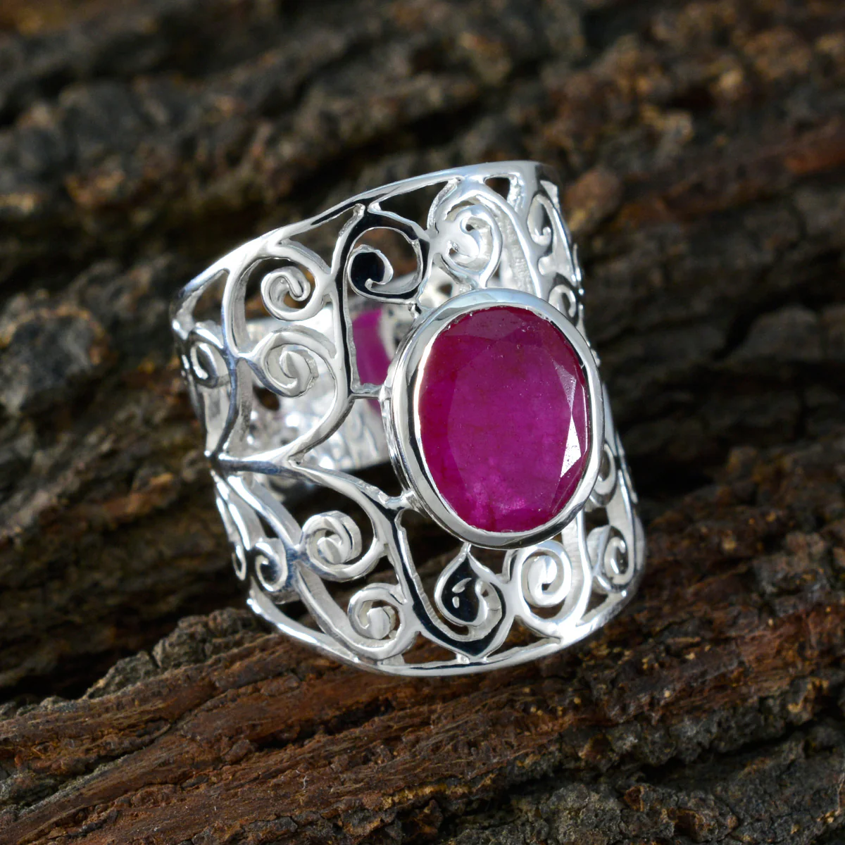 Indian Ruby Solitaire Spanish 92.5 Silver Red Gemstones Versatile Filigree Ring Jewellery - Image 3