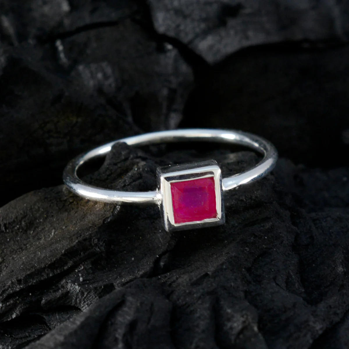 Indian Ruby Solitaire Turkish Sterling Silver Red Gems Elegant Trendy Ring Jewellery - Image 4