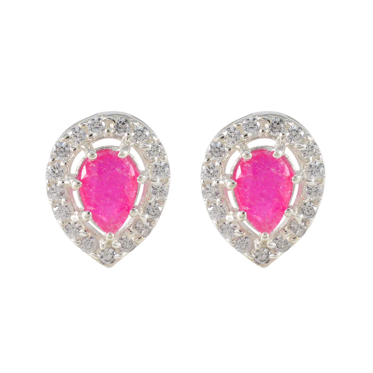 Indian Ruby Spanish Nayara multiple Stud Red 92.5 Silver Earring