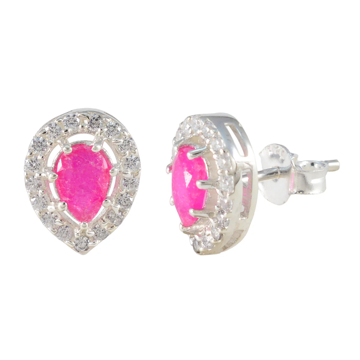 Indian Ruby Spanish Nayara multiple Stud Red 92.5 Silver Earring - Image 2