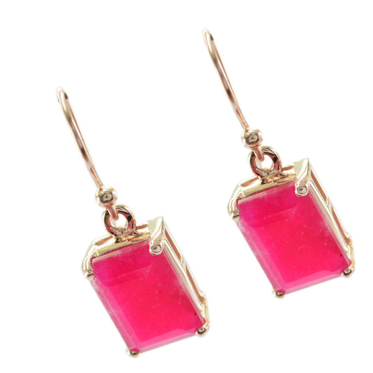 Indian Ruby Spanish Scarlett Solitaire Dangle Red 92.5 Silver Earring - Image 3