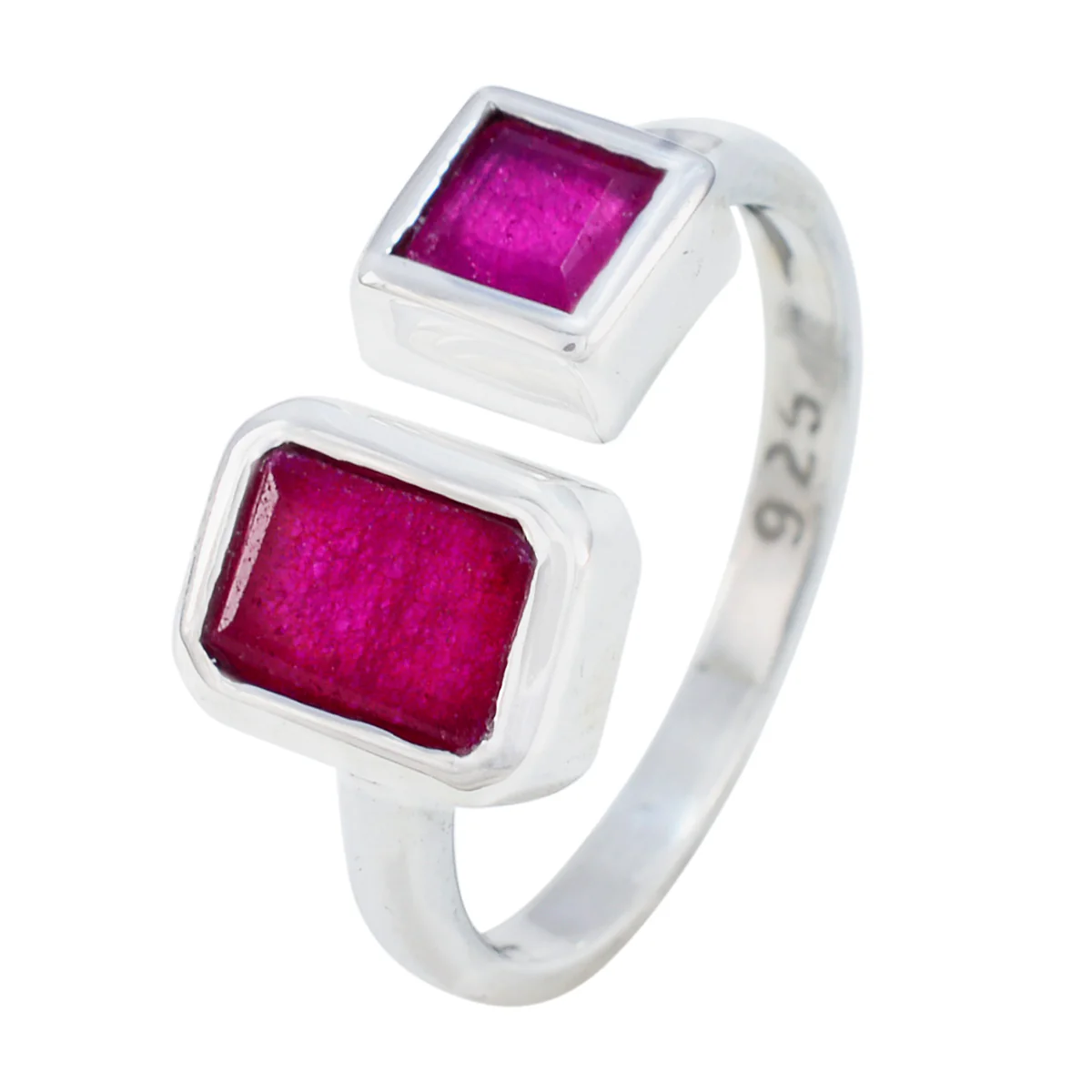 Indian Ruby Toi et Moi African 925 Sterling Silver Red Gemstone Featherlight Modern Ring Jewellery - Image 2
