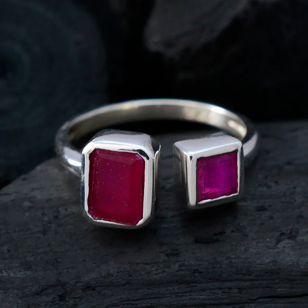 Indian Ruby Toi et Moi African 925 Sterling Silver Red Gemstone Featherlight Modern Ring Jewellery - Image 4