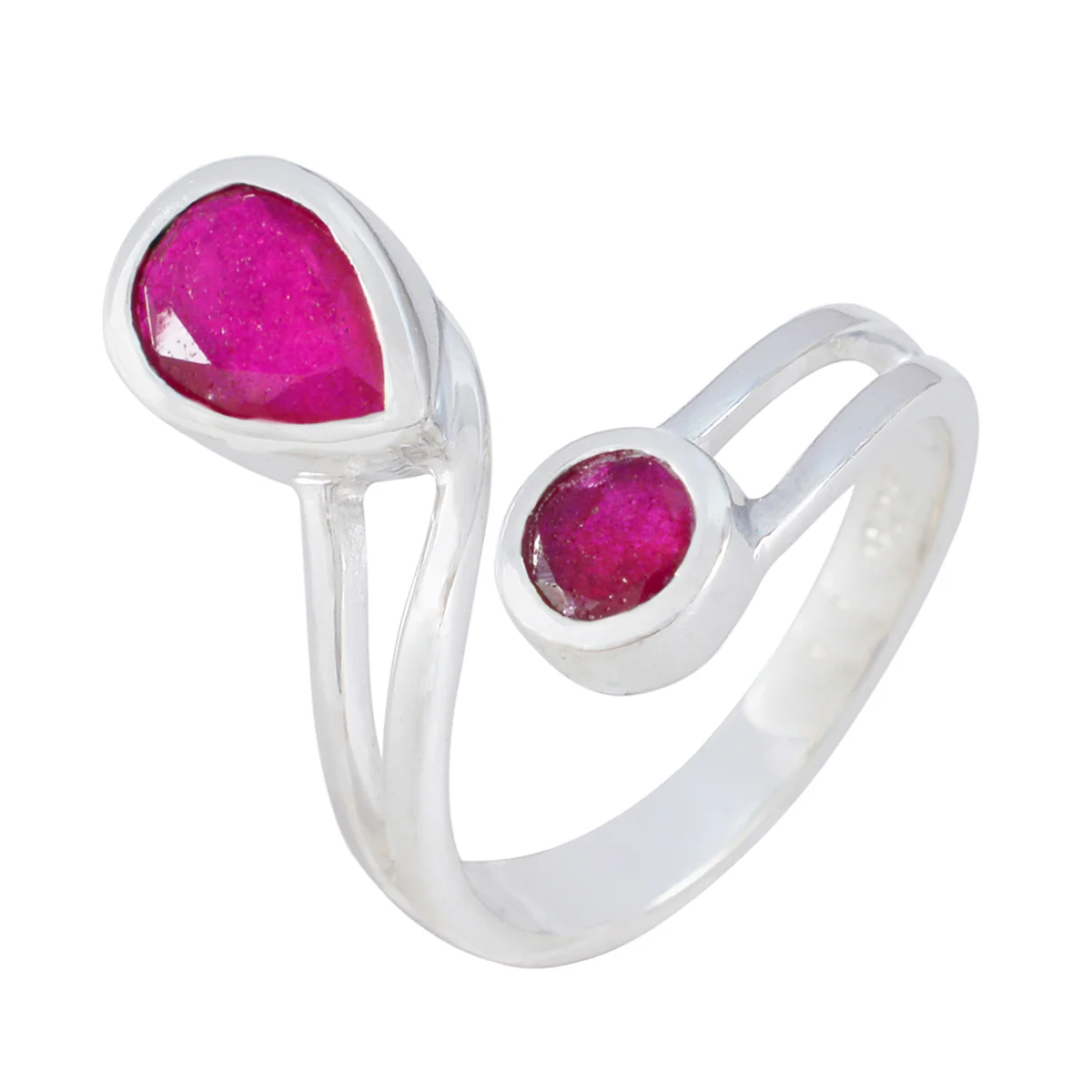 Indian Ruby Toi et Moi German 92.5 Silver Red Gems Tiny Fairytale Ring Jewellery - Image 2