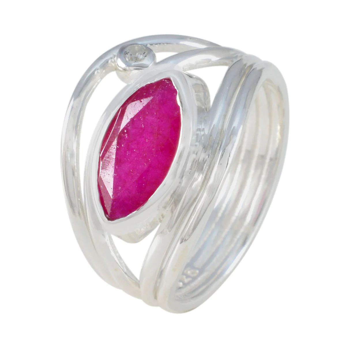 Indian Ruby Toi et Moi Indian 925 Silver Red Gemstone Tiny Artisan Ring Jewellery - Image 2