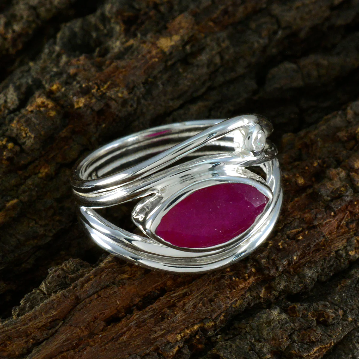 Indian Ruby Toi et Moi Indian 925 Silver Red Gemstone Tiny Artisan Ring Jewellery - Image 3