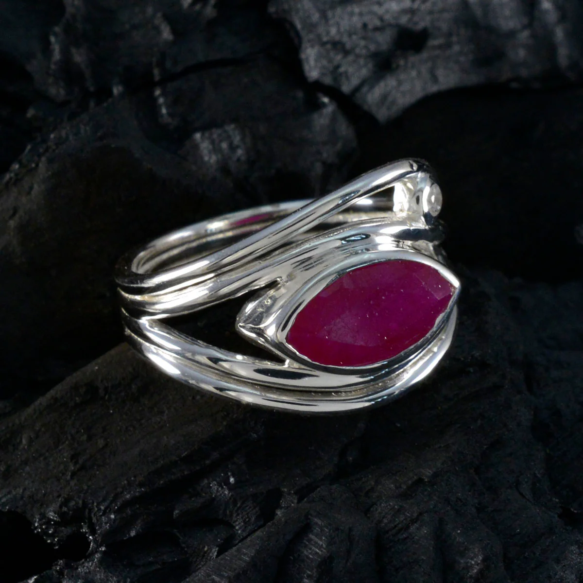 Indian Ruby Toi et Moi Indian 925 Silver Red Gemstone Tiny Artisan Ring Jewellery - Image 4