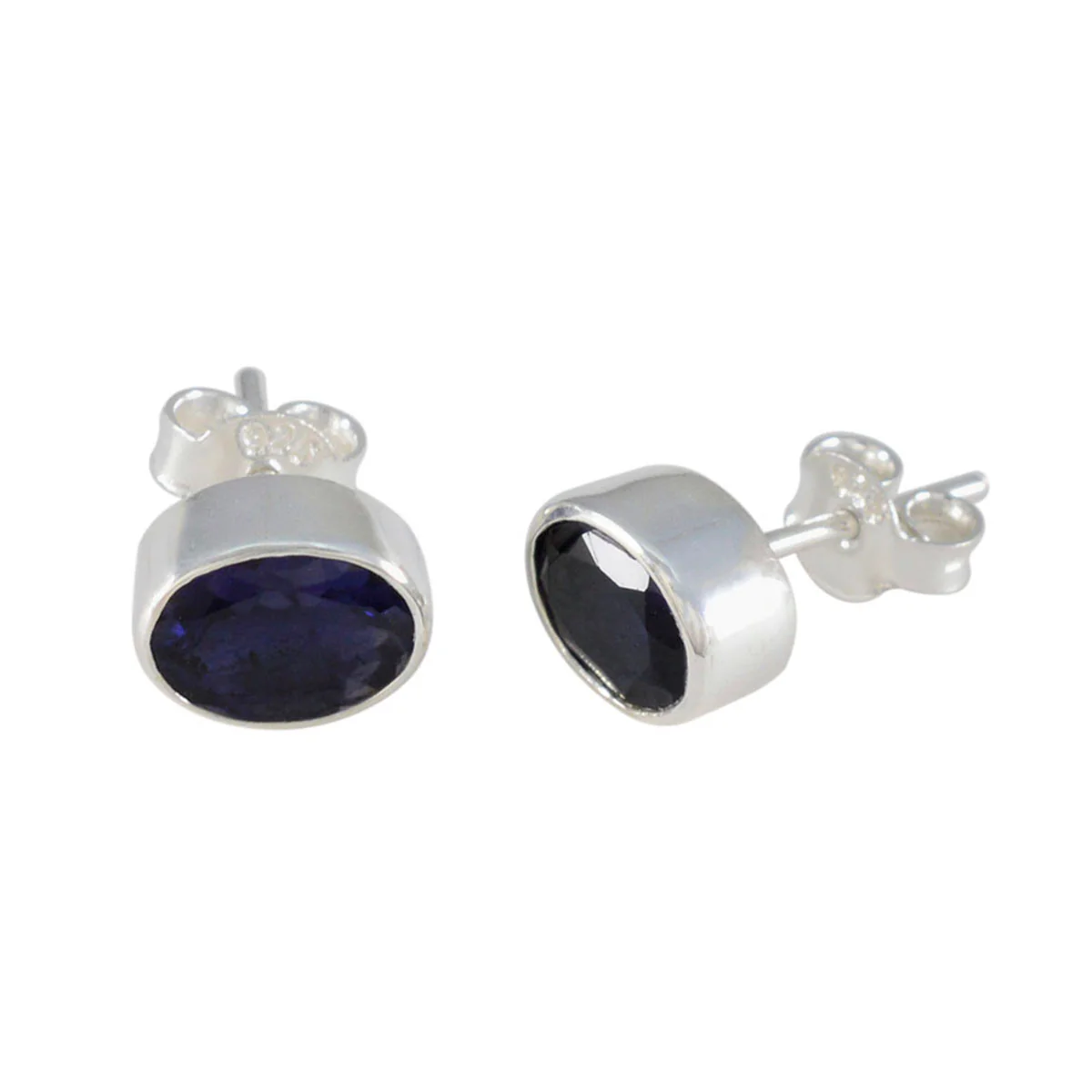 Iolite African Ava Solitaire Stud Blue 925 Silver Earring - Image 2