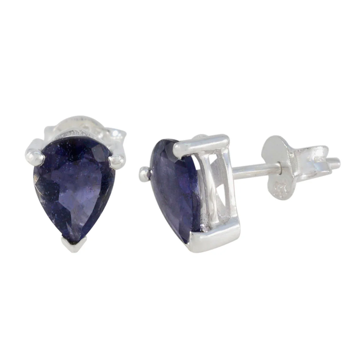 Iolite African Daniela Solitaire Stud Blue Sterling Silver Earring - Image 2