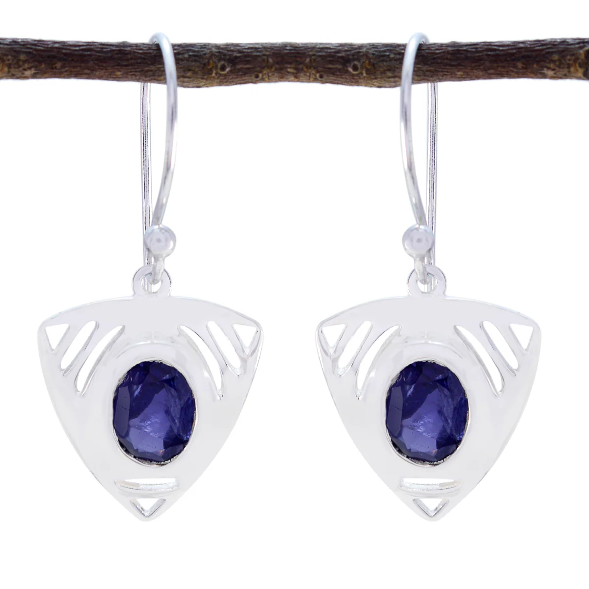 Iolite American Ava Solitaire Dangle Blue 925 Sterling Silver Earring
