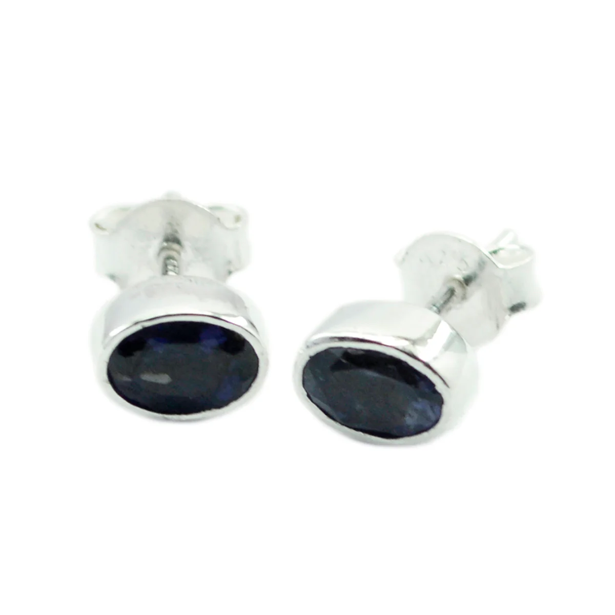 Iolite American Emma Solitaire Stud Blue Silver Earring