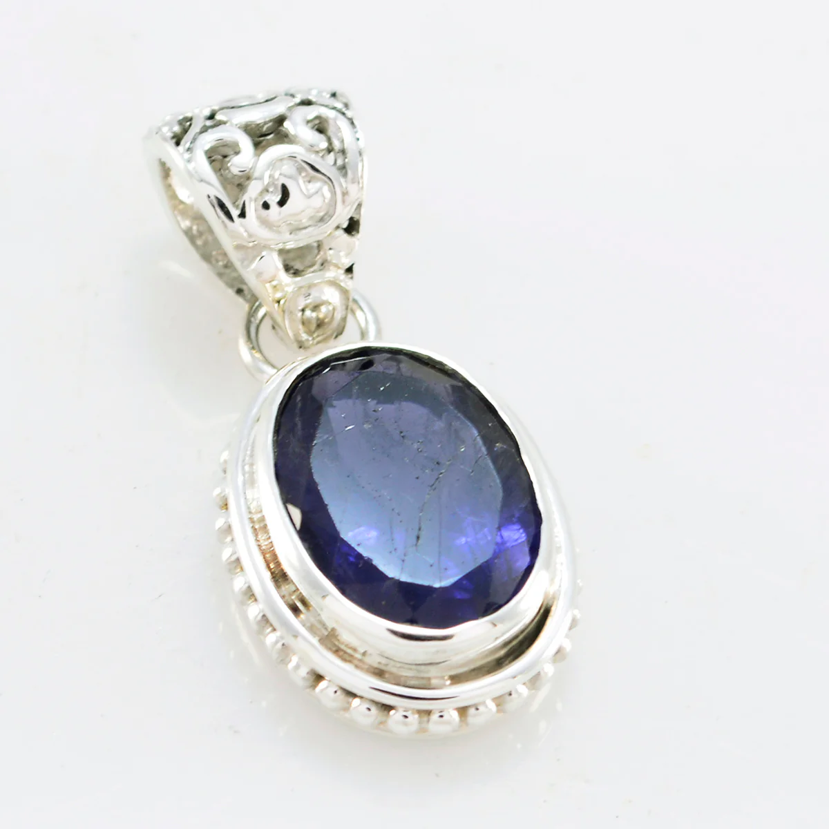 Iolite Classic Moroccan 92.5 Silver Solitaire Lourdes Rope-Wire Blue Pendant Jewellery - Image 2
