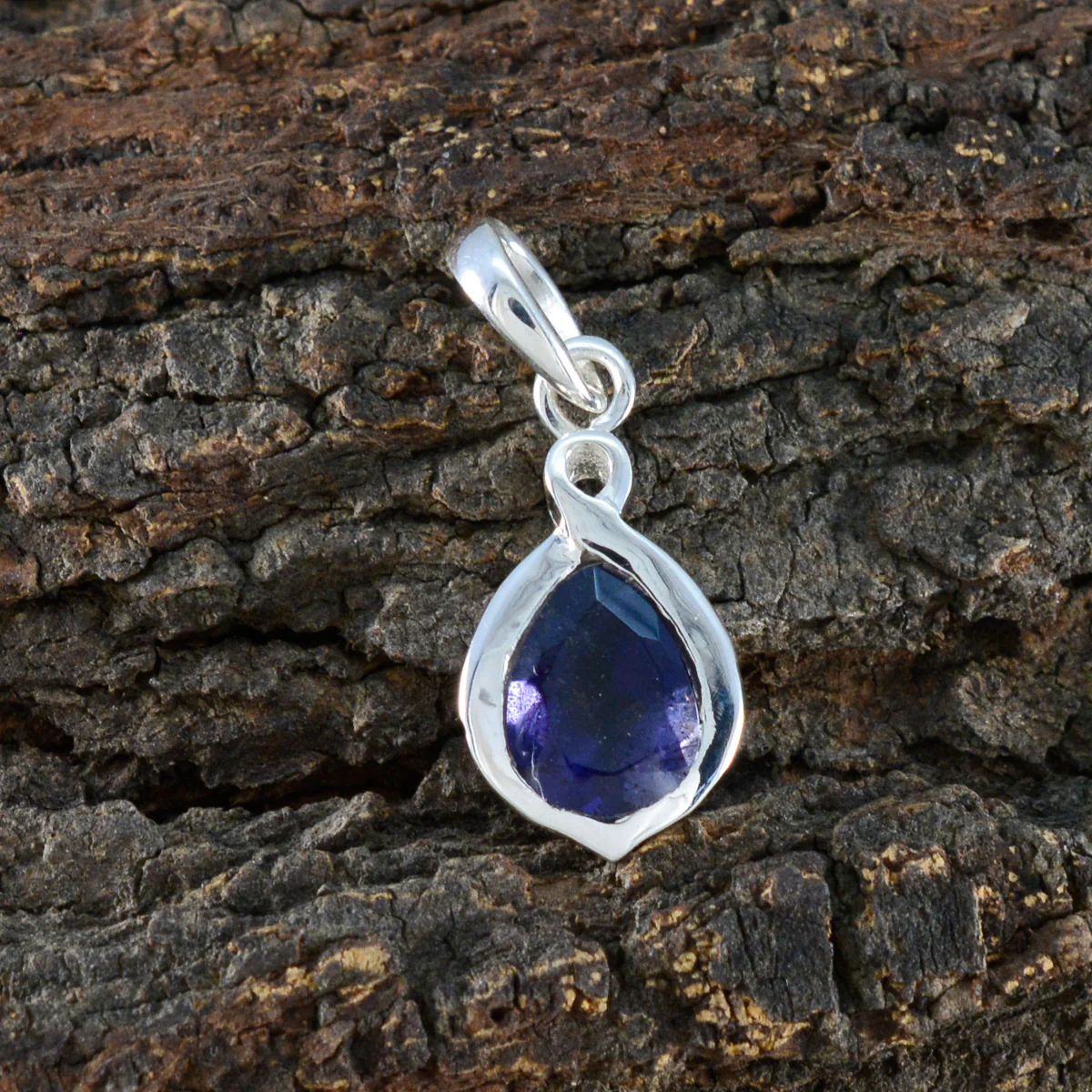 Iolite Elegant Japanese 92.5 Silver Solitaire Li Lee Bubble Blue Pendant Jewellery - Image 3