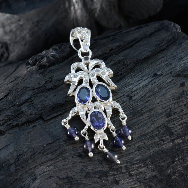 Iolite Featherlight Australian 925 Silver multiple Yasmin Signet Blue Pendant Jewelry - Image 4