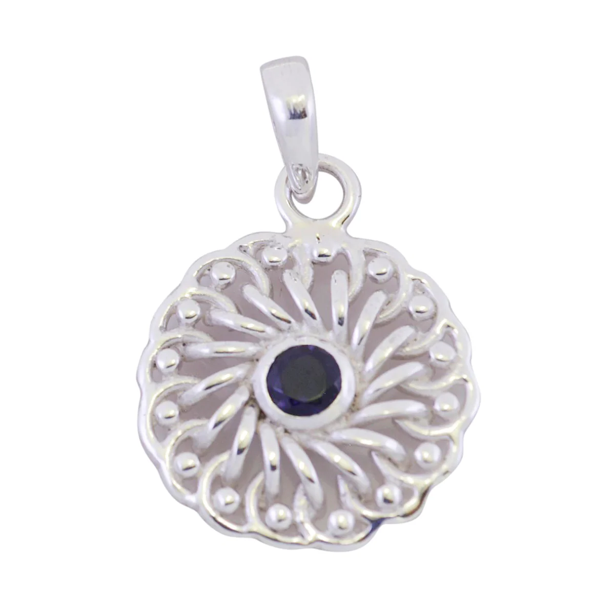 Iolite Featherlight Spanish 92.5 Silver Solitaire Hanna Victorian Blue Pendant Jewellery