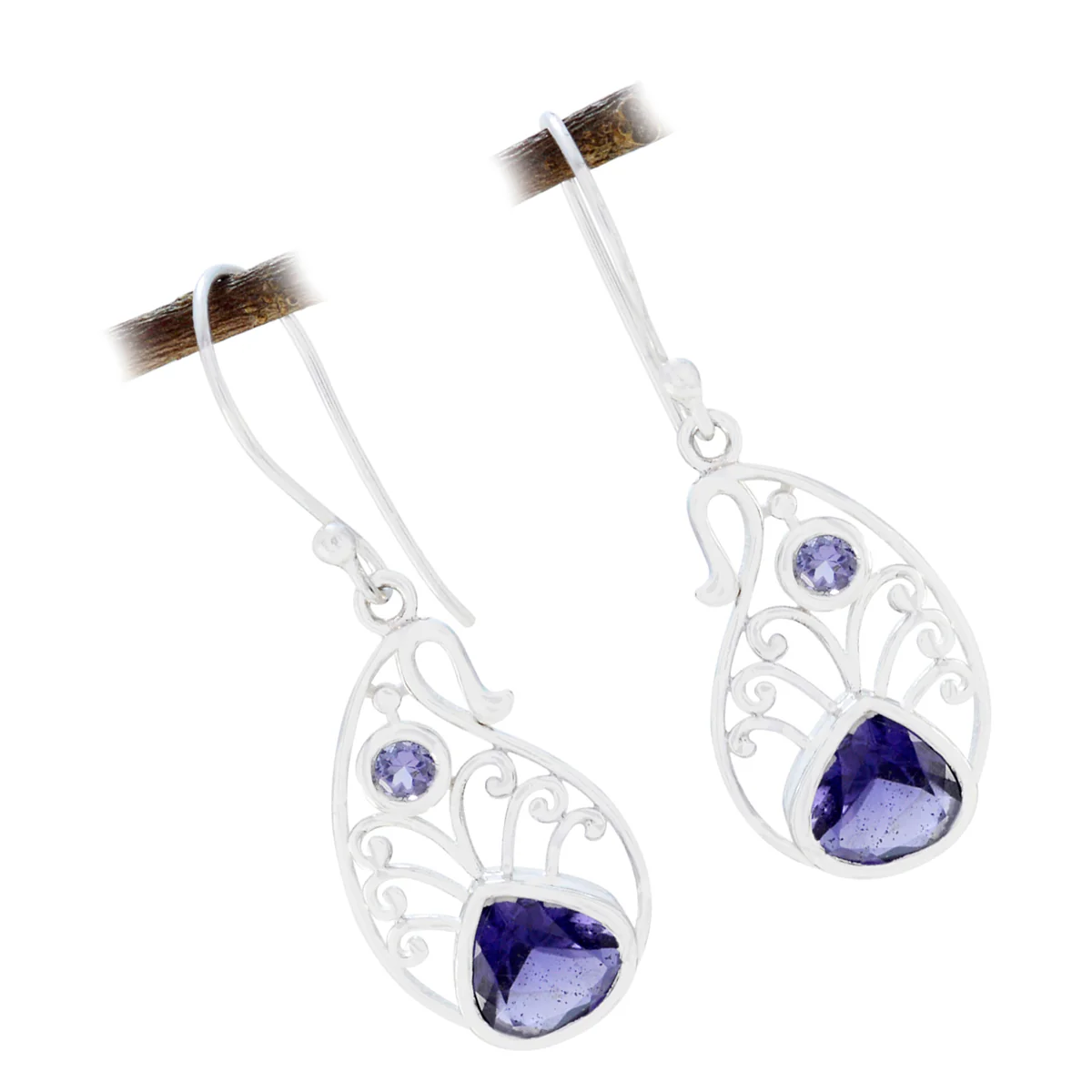 Iolite French Bianca multiple Dangle Blue Sterling Silver Earring - Image 3