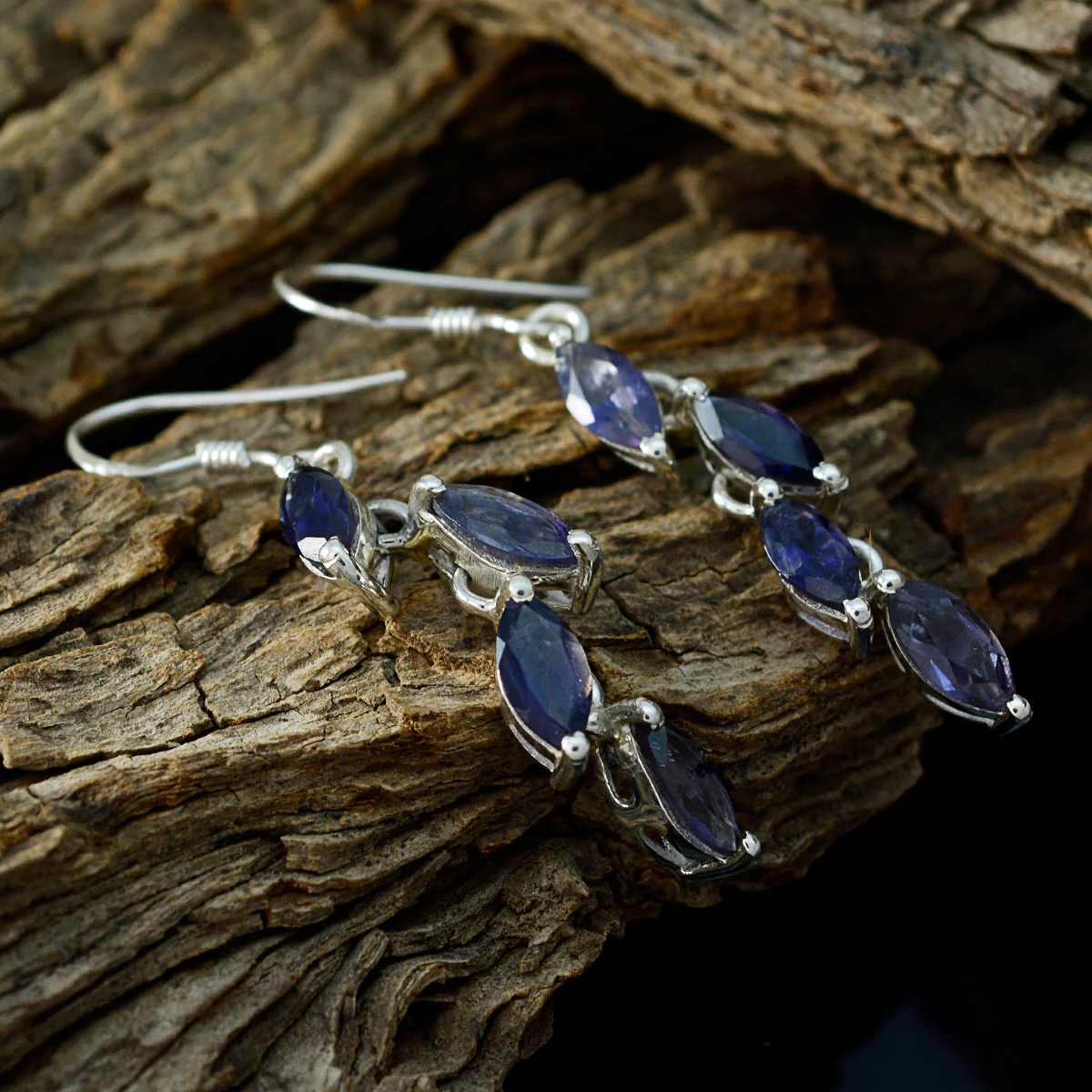 Iolite German Anna multiple Dangle Blue 925 Sterling Silver Earring - Image 4