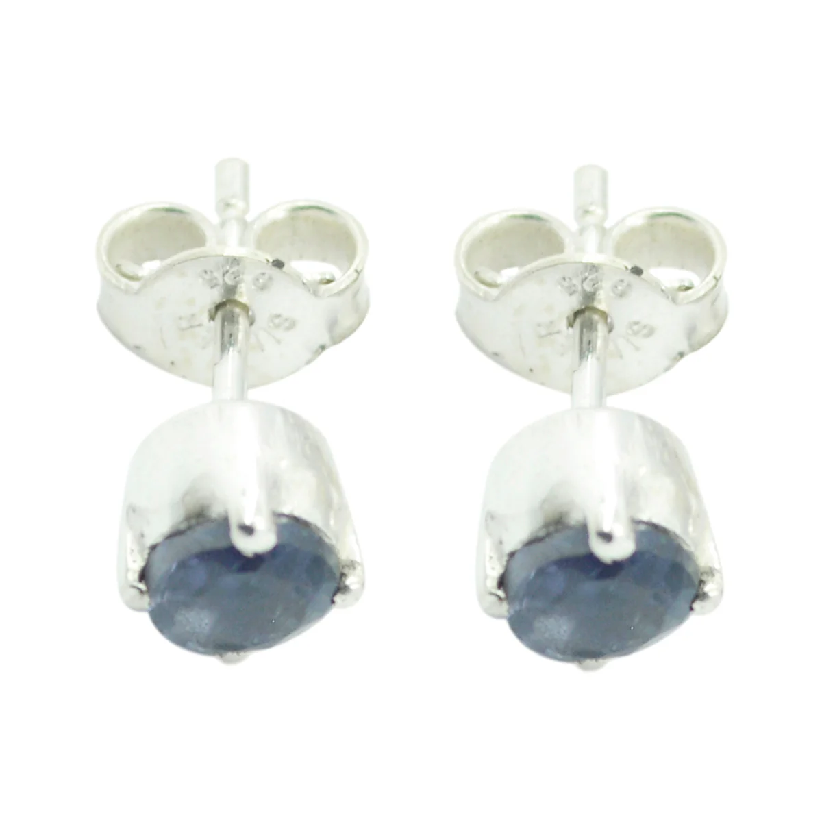 Iolite German Eliza Solitaire Stud Blue 92.5 Silver Earring