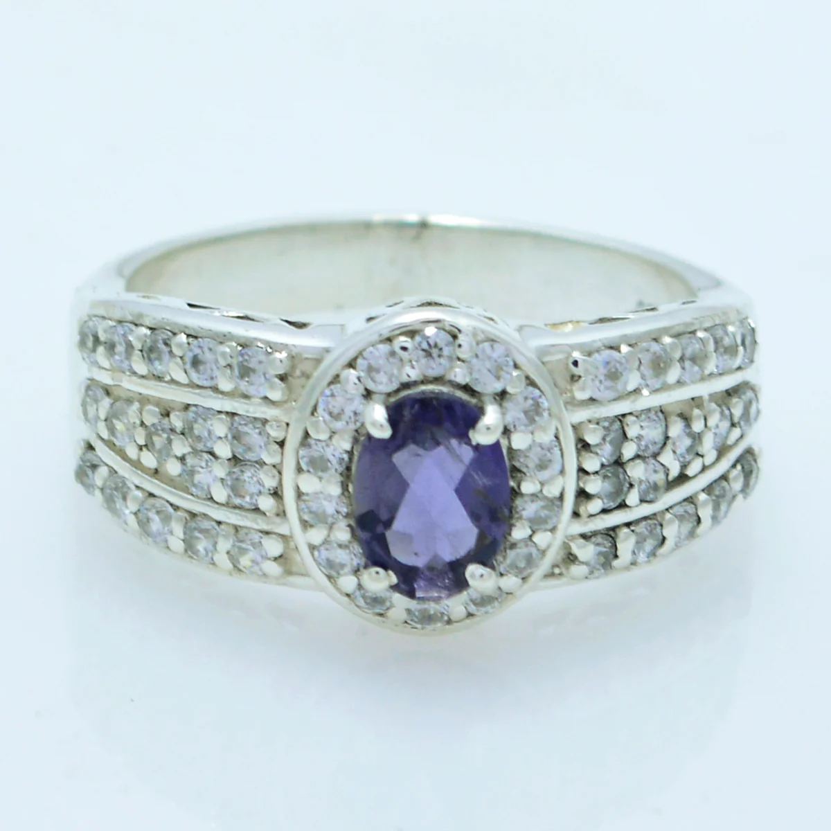 Iolite Halo Russian Sterling Silver Blue Gems Eye-catching Modern Ring Jewellery - Image 2