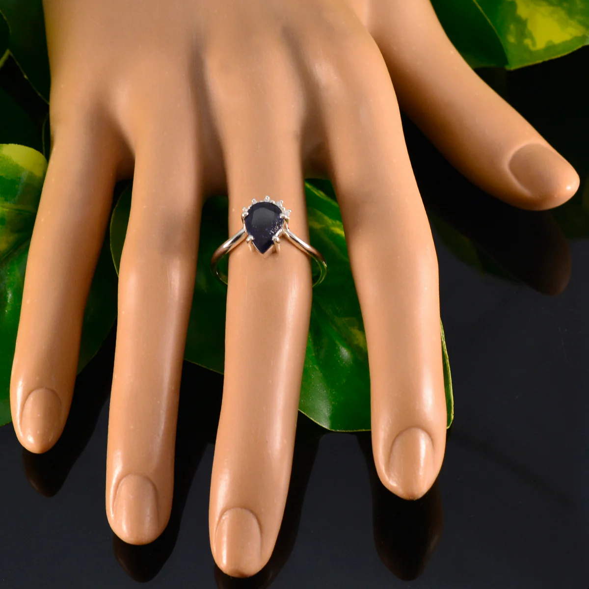 Iolite Halo Turkish 92.5 Silver Blue Gems Delicate Contemporary Ring Jewellery - Image 5