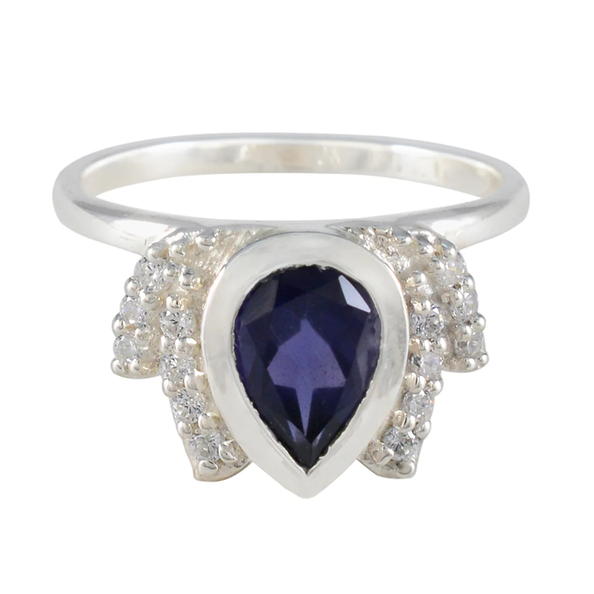 Iolite Halo Turkish Silver Blue Gemstone Whisper-thin Romantic Ring Jewelry - Image 2