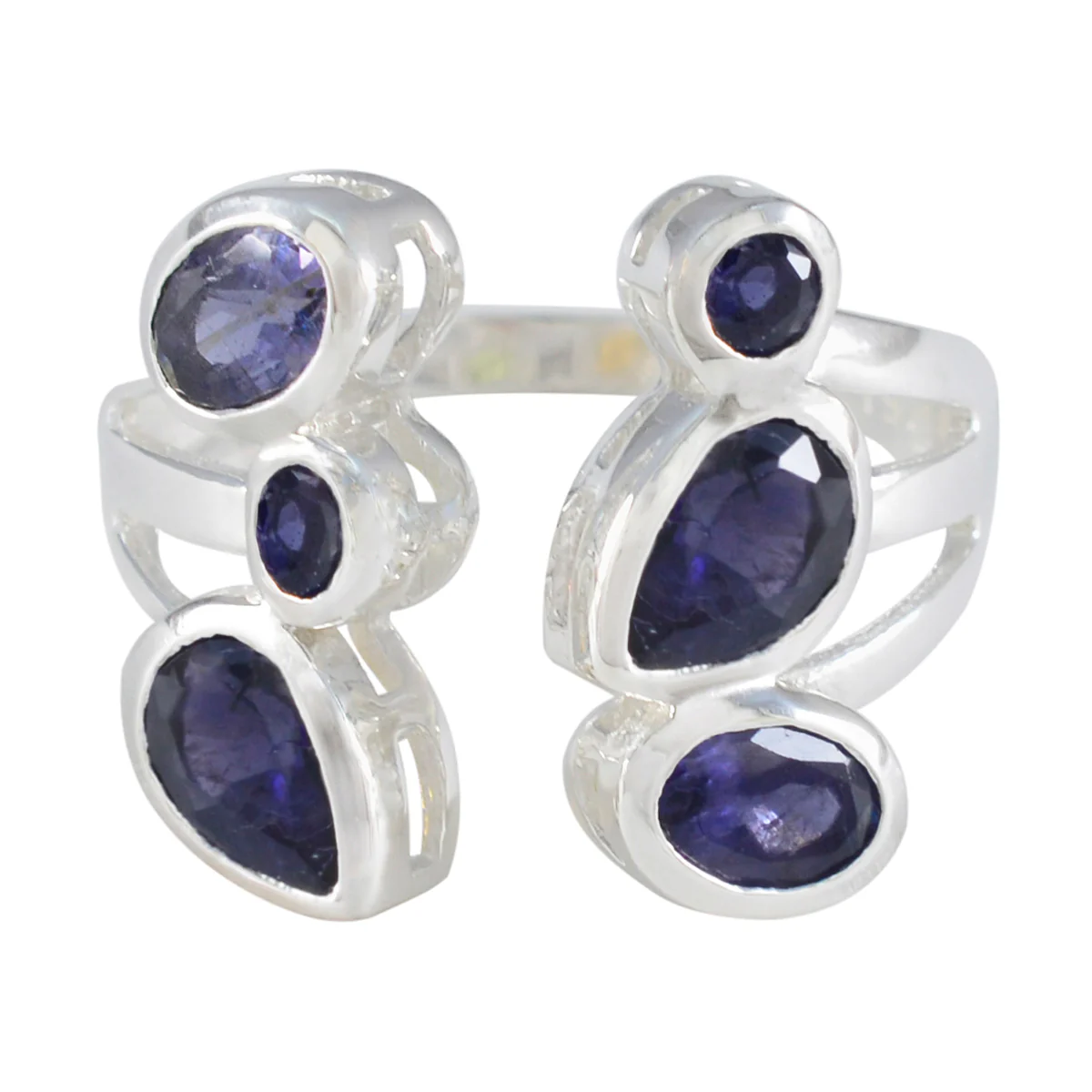 Iolite Hexa Russian 925 Sterling Silver Blue Gemstone Tiny Cultural Ring Jewellery
