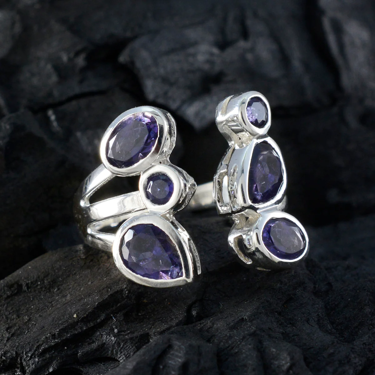 Iolite Hexa Russian 925 Sterling Silver Blue Gemstone Tiny Cultural Ring Jewellery - Image 4