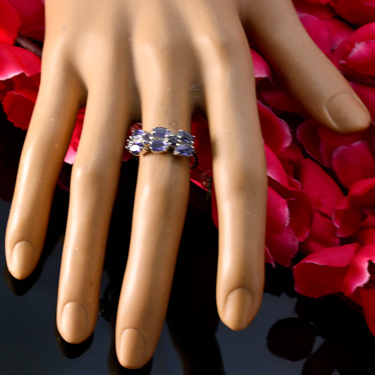 Iolite Hexa Turkish 92.5 Silver Blue Gems Dainty Contemporary Ring Jewelry - Image 6