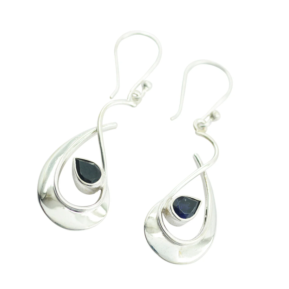 Iolite Korean Sophia Solitaire Dangle Blue 925 Sterling Silver Earring - Image 2