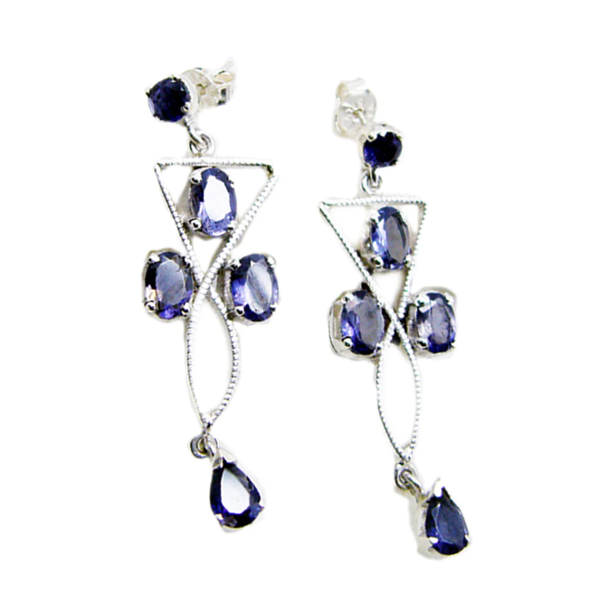 Iolite Middle Eastern Giulia multiple Stud Blue Silver Earring