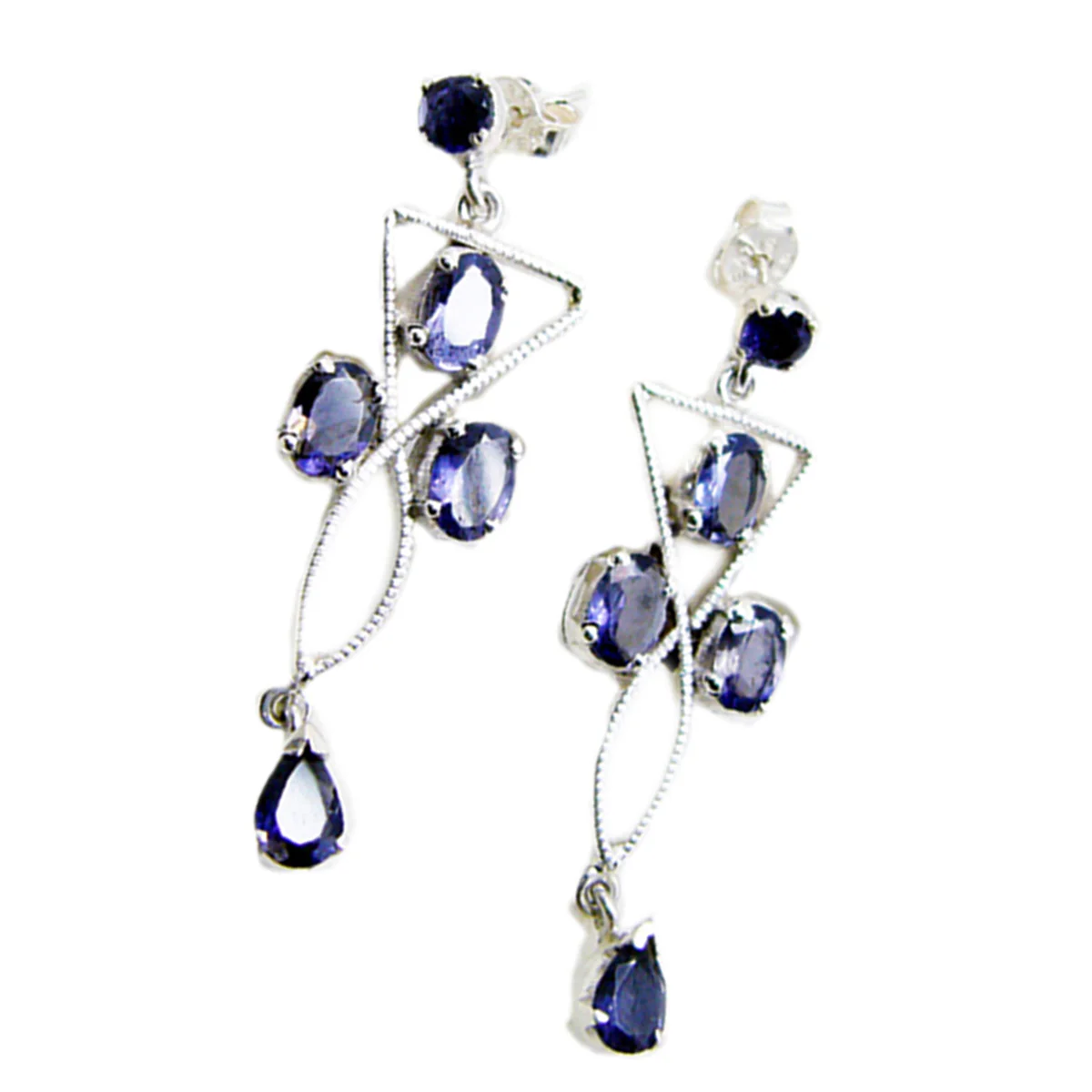 Iolite Middle Eastern Giulia multiple Stud Blue Silver Earring - Image 2