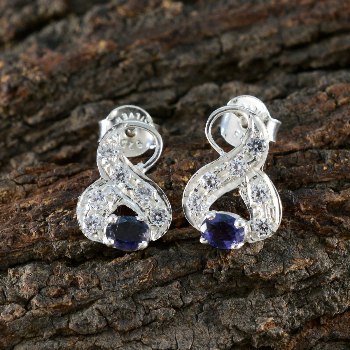 Iolite Middle Eastern Patricia multiple Stud Blue Sterling Silver Earring - Image 3