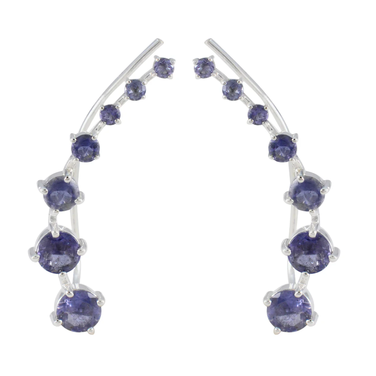 Iolite Middle Eastern Sakura multiple EarCuff Blue 925 Sterling Silver Earring