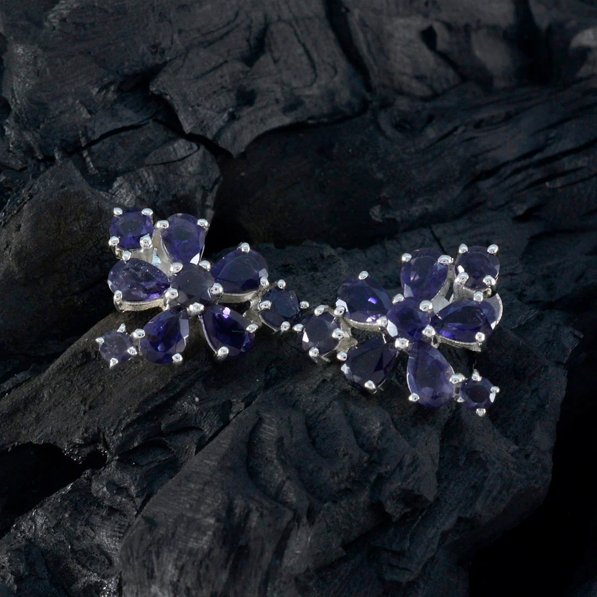 Iolite Moroccan Greta multiple Stud Blue Sterling Silver Earring - Image 2