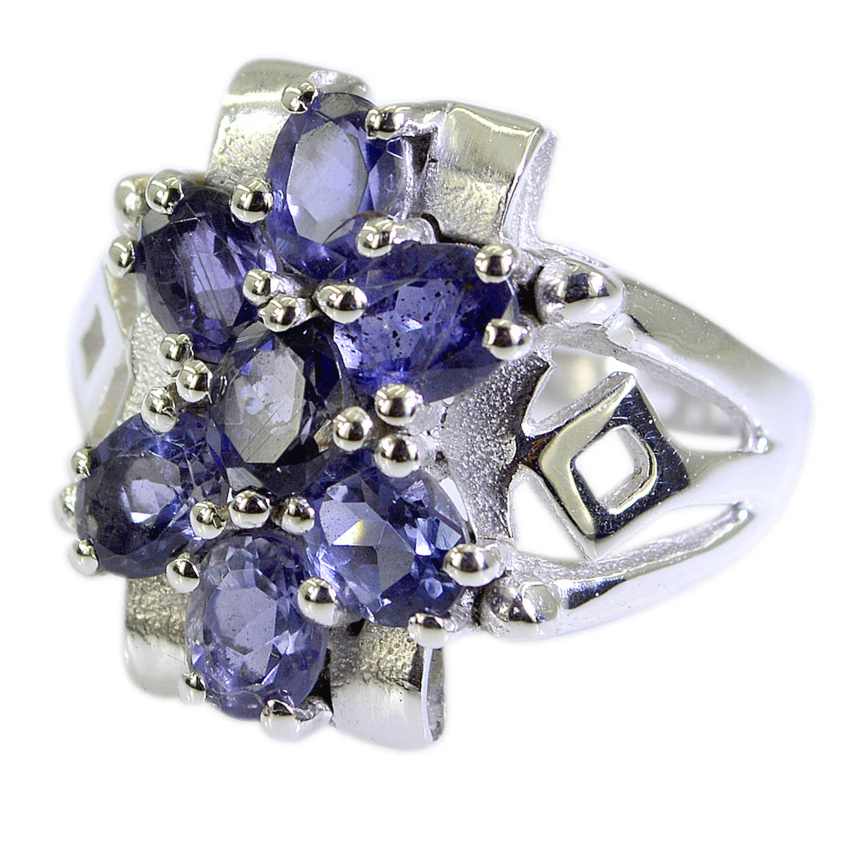 Iolite multiple French Silver Blue Gems Mid-weight Abstract Ring Jewelry - Image 2