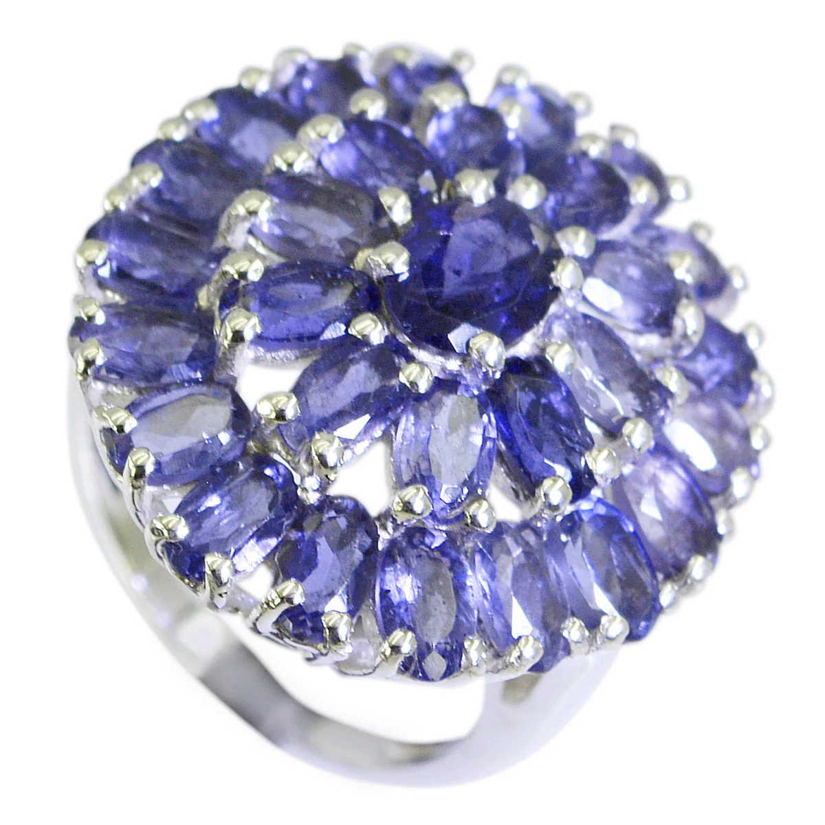 Iolite multiple Indian 925 Sterling Silver Blue Gems Eye-catching Contemporary Ring Jewellery