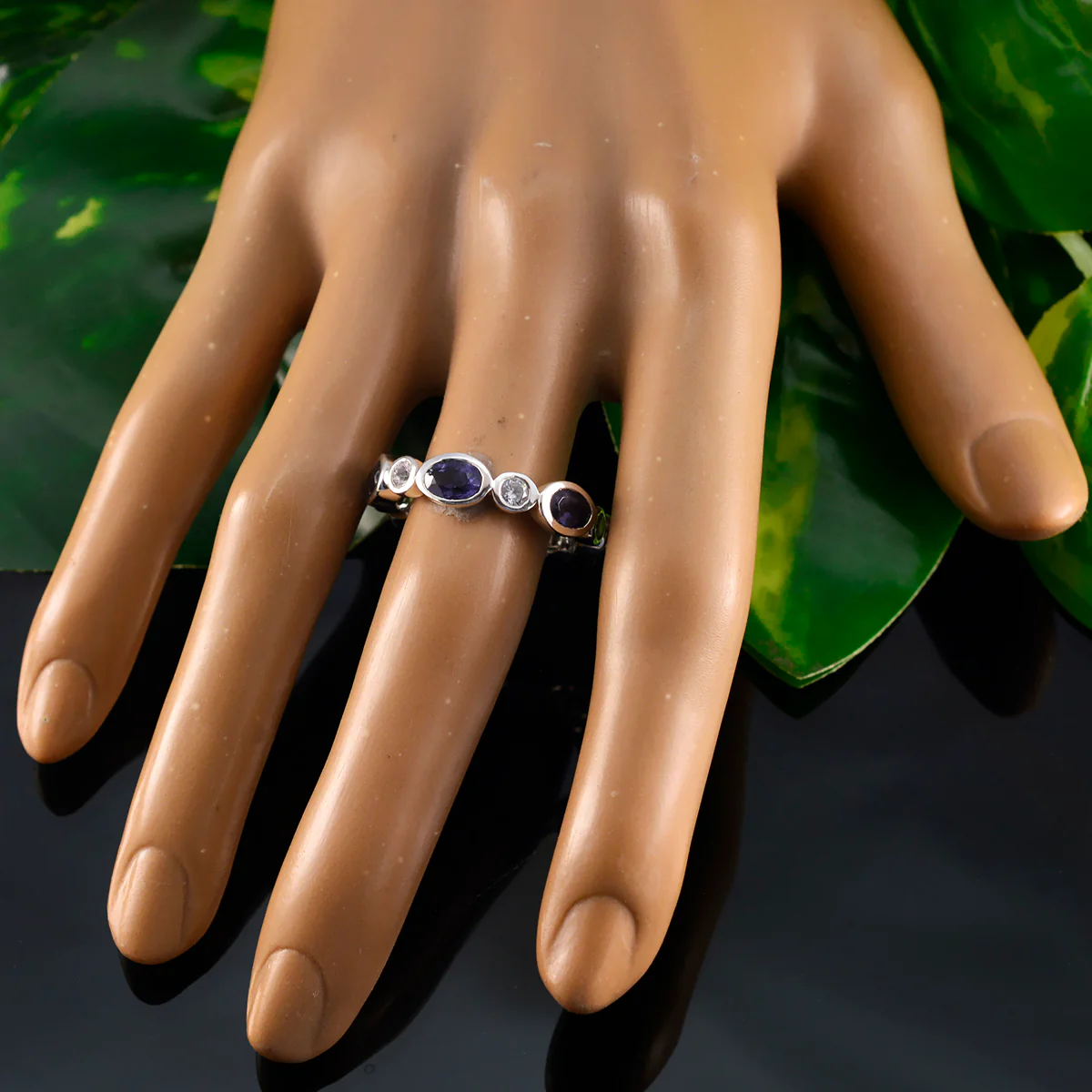 Iolite multiple Indian 925 Sterling Silver Blue Gemstone Minimal Eternity Band Jewelry - Image 5