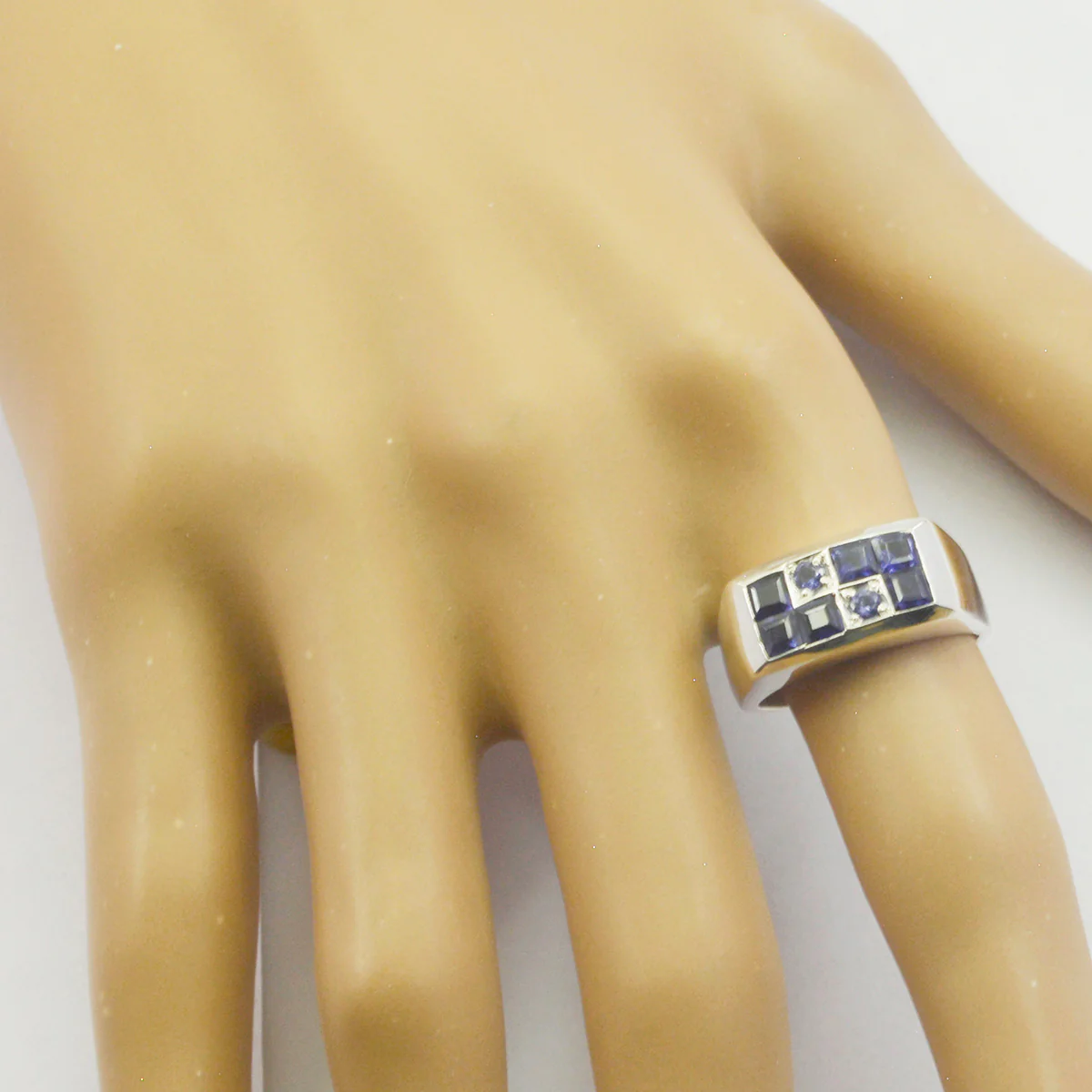 Iolite octa African Sterling Silver Blue Gemstones Minimal Modern Ring Jewelry - Image 3