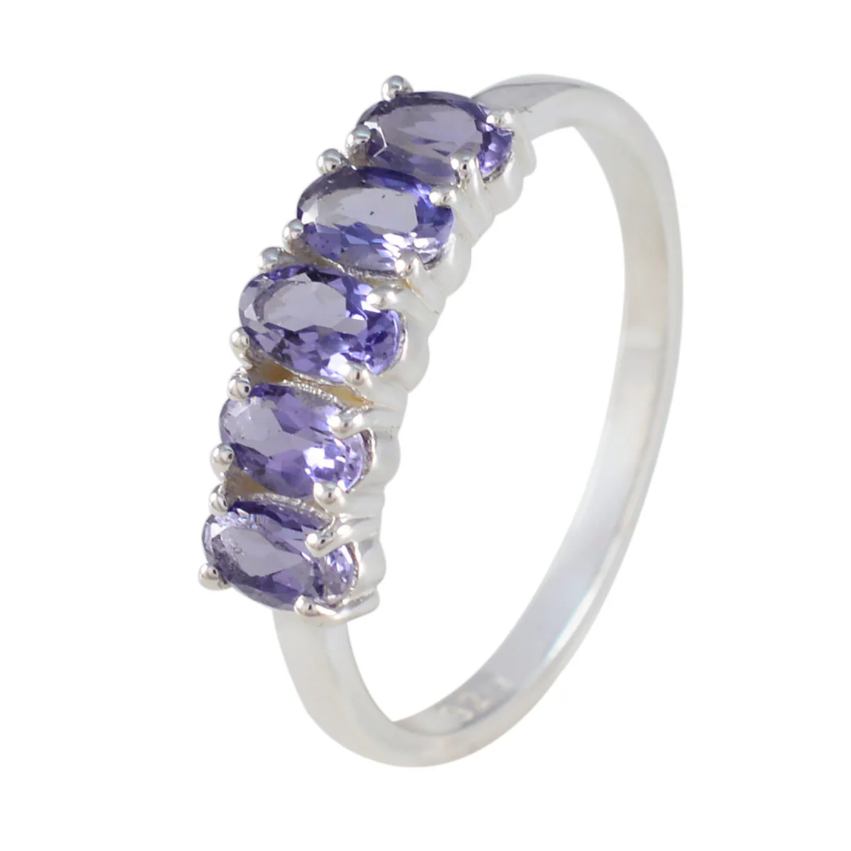 Iolite Penta Turkish 925 Silver Blue Gemstone Delicate Modern Ring Jewelry - Image 2