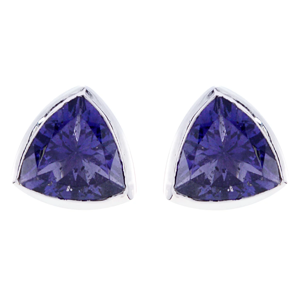 Iolite Russian Ellie Solitaire Stud Blue Silver Earring - Image 2