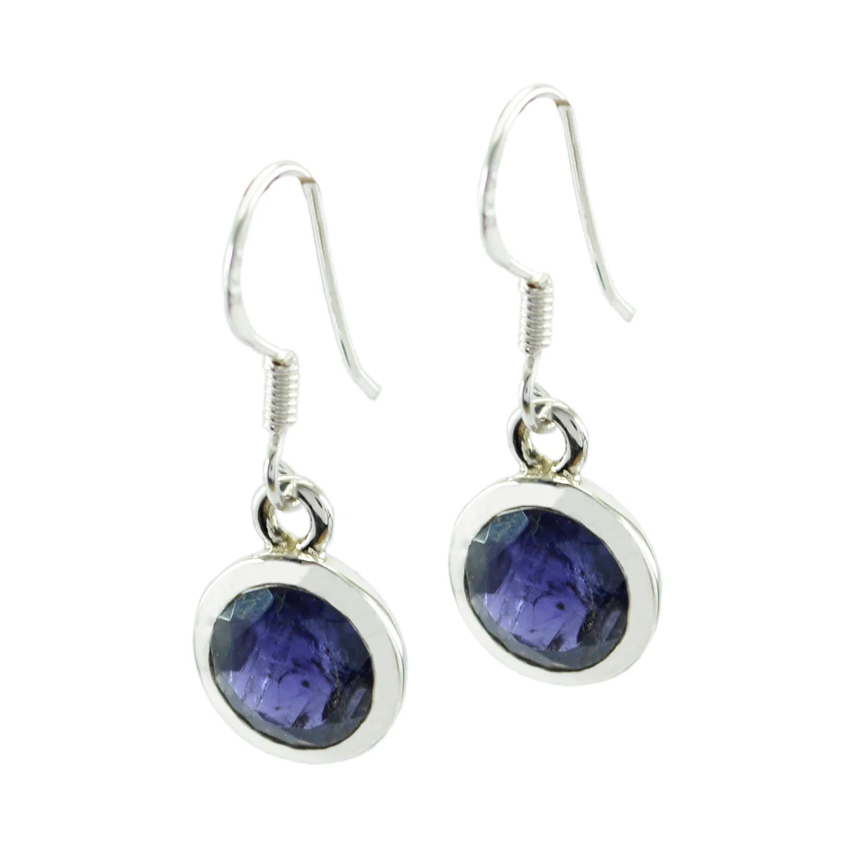 Iolite Russian Savannah Solitaire Dangle Blue 925 Sterling Silver Earring