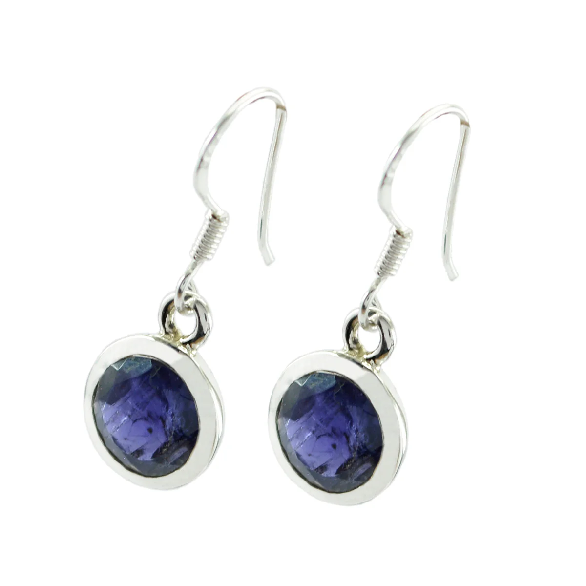 Iolite Russian Savannah Solitaire Dangle Blue 925 Sterling Silver Earring - Image 2