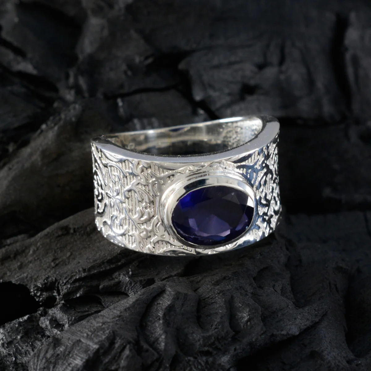 Iolite Solitaire African 925 Sterling Silver Blue Gemstone Essential Art Deco Ring Jewelry - Image 4