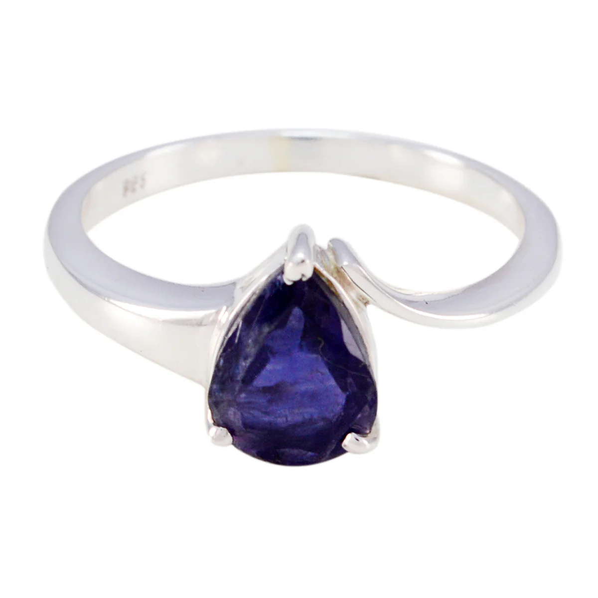 Iolite Solitaire American 925 Silver Blue Gems Whisper-thin Love Ring Jewellery