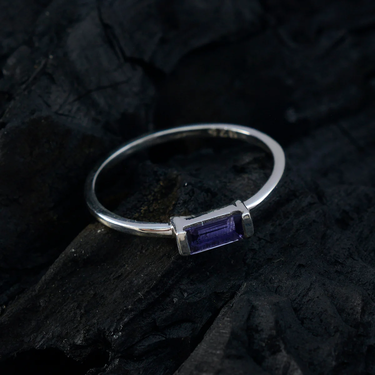 Iolite Solitaire American 925 Sterling Silver Blue Gems Elegant  Feminine Ring Jewelry - Image 4