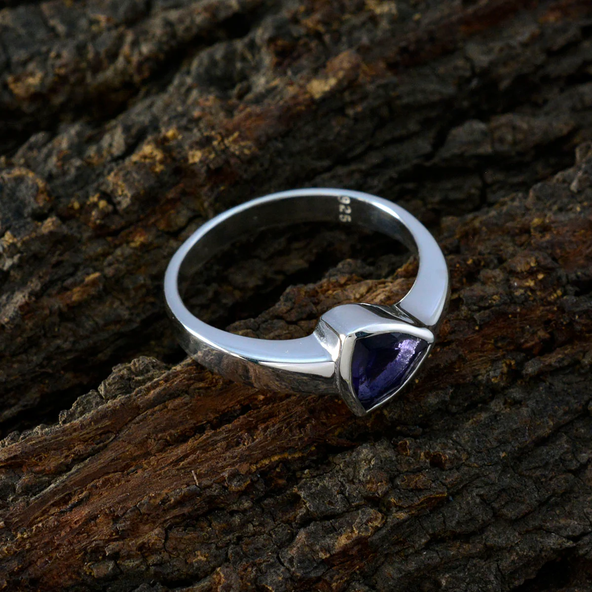 Iolite Solitaire Australian Sterling Silver Blue Gemstone Tiny Ethnic Ring Jewellery - Image 3