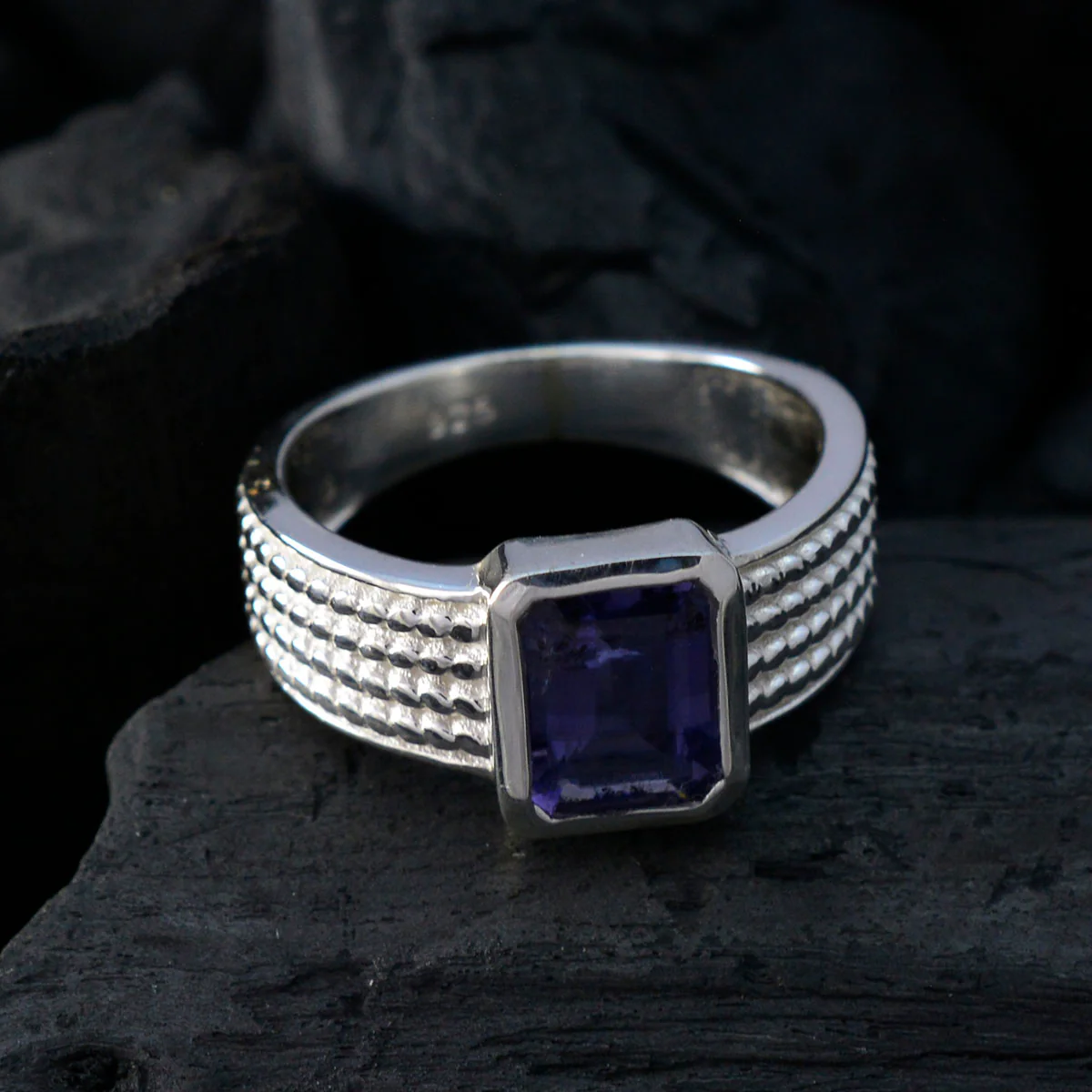 Iolite Solitaire Egyptian 925 Silver Blue Gemstone Mid-weight Fairytale Ring Jewellery - Image 4